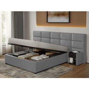 Pat tapitat Cico rabatabil 287 x 114 C2 din piele/stofa Gri - Nube 81 140x200 imagine