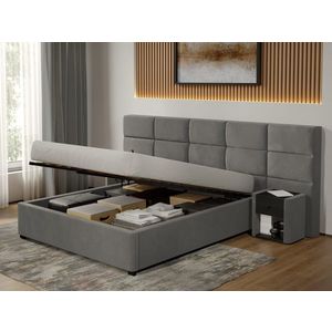 Pat tapitat Cico rabatabil 287 x 114 C2 din piele/stofa Gri - Falcone 21 140x200 imagine