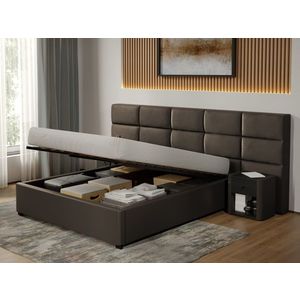Pat tapitat Cico rabatabil 287 x 114 C2 din piele/stofa Ciocolatiu - Nube 29 140x200 imagine