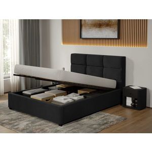 Pat tapitat Cico rabatabil 170 x 114 C1 din piele/stofa Negru - Falcone 14 160x200 imagine