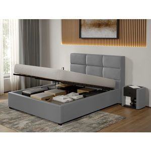 Pat tapitat Cico rabatabil 170 x 114 C1 din piele/stofa Gri - Nube 81 180x200 imagine