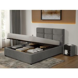 Pat tapitat Cico rabatabil 170 x 114 C1 din piele/stofa Gri - Falcone 21 180x200 imagine
