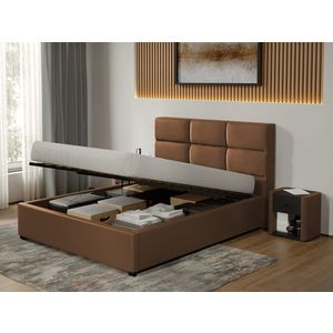 Pat tapitat Cico rabatabil 170 x 114 C1 din piele/stofa Maro - Nube 23 160x200 imagine