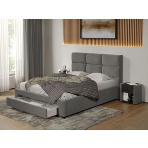 Pat tapitat Cico cu sertar 170 x 114 C1 din piele/stofa Gri - Falcone 21 imagine