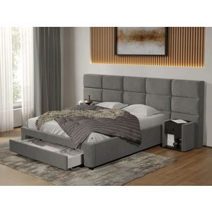 Pat tapitat Cico cu sertar 287 x 114 C2 din piele/stofa Gri - Falcone 21 imagine