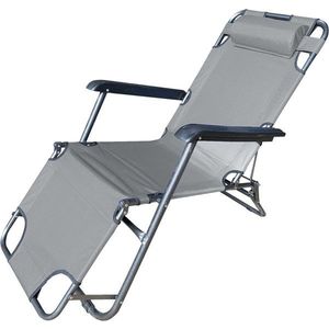 Sezlong pliabil cu tetiera Simple, Heinner, 153x60x79cm, gri imagine