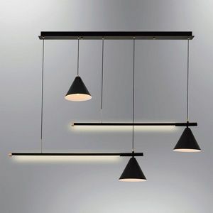 Lustra, Lightric, 414LRC1239, Metal, Negru imagine