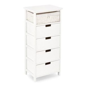 Comoda cu 5 sertare Leonie, Bizzotto, 40x29x90 cm, lemn de paulownia/MDF, alb imagine