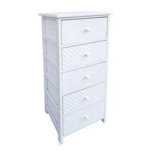 Comoda cu 5 sertare Nadya, Bizzotto, 40x29x90 cm, lemn de paulownia/placaj, alb imagine