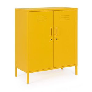 Bufet inferior Cambridge, Bizzotto, 2 rafturi reglabile, 80 x 40 x 101.5 cm, otel, galben imagine