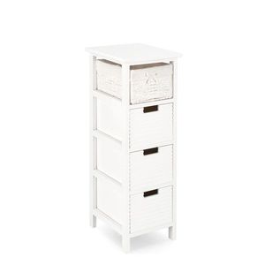 Comoda cu 4 sertare Leonie, Bizzotto, 26x32x80 cm, lemn de paulownia/MDF, alb imagine