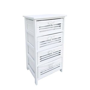 Comoda cu 4 sertare Leny, Bizzotto, 40x29x73 cm, lemn de paulownia/placaj, alb imagine