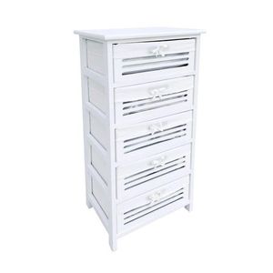 Comoda cu 5 sertare Leny, Bizzotto, 40x29x90 cm, lemn de paulownia/placaj, alb imagine