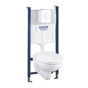 Set complet Grohe Solido Compact 4-in-1 cu rezervor incastrat clapeta Skate Air alb si vas wc suspendat cu capac inchidere lenta imagine