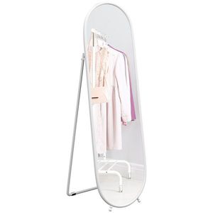 HOMCOM Oglindă Verticală de Podea cu Suport 40x41x159 cm Alb | Aosom Romania imagine