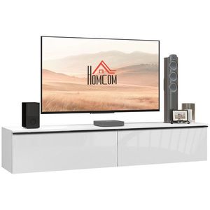 HOMCOM Dulap TV Suspendat cu 2 Dulapuri cu Uși Rabatabile, Alb Lucios | Aosom Romania imagine