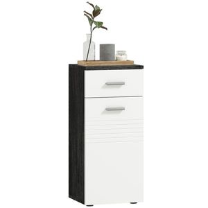 kleankin Dulap Baie din Lemn cu Sertar și Rafturi, Design Alb și Negru | Aosom Romania imagine