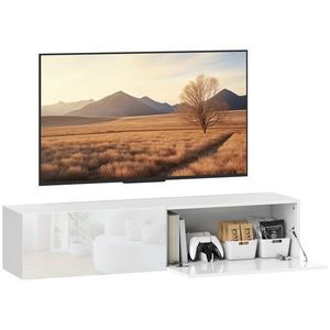 HOMCOM Dulap TV Suspendat pentru Televizoare de 45"-55"-65" cu 2 Dulapuri, Alb | Aosom Romania imagine