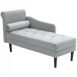HOMCOM Canapea Chaise Longue cu tapițerie cu efect de catifea, gri | Aosom Romania imagine