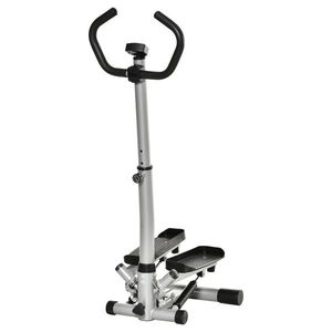 HOMCOM Stepper cu Monitor LCD, Mânere Reglabile și Benzi Elastice, Negru și Argintiu | Aosom Romania imagine