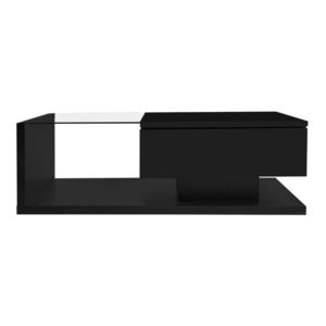 Măsuță de Cafea Modernă cu Raft din Sticlă și Efecte LED, 105x55x32, 5 cm, Negru imagine