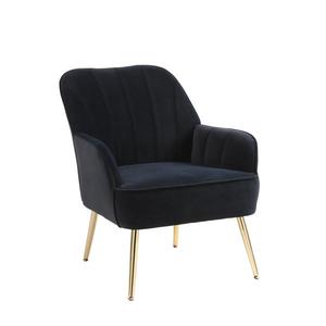Fotoliu de salon din catifea, Design ergonomic, Negru imagine