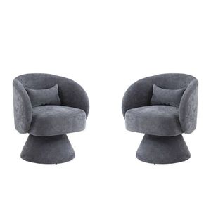 Set de 2 scaune moderne pentru living și dormitor, rotative la 360°, Gri imagine