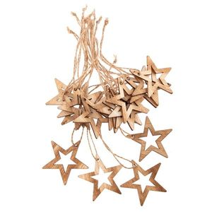 Set decorațiuni din lemn pentru Crăciun Stea, natural, 18 buc. imagine
