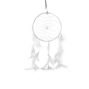 InDecor Captator de vise din bumbac cu pene alb, 15 x 15 x 40 cm, alb, S imagine
