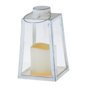 Lanternă cu lumânare LED Edera alb, 10 x 18 x 10cm, plastic, patină imagine