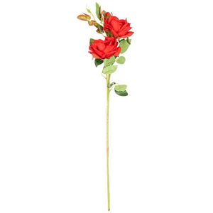 Buchet artificial Trandafir cu două flori șiboboc, roșu, 71 cm imagine