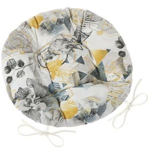 Pernă scaun matlasată rotundă Bellatex EMA Triunghiuri gri, 40 cm imagine