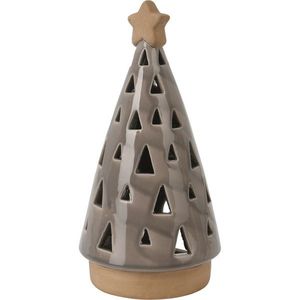 Suport de lumânare din porțelan Christmas tree, maro, 10 x 20 cm imagine