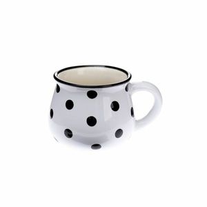 Cană din ceramică Dots 75 ml, albă, alb + negru, 75 ml imagine