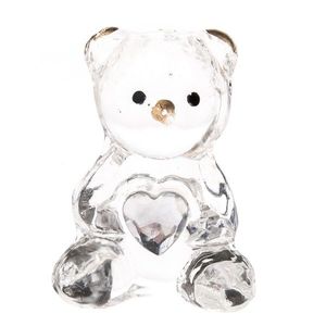 Ursuleț cu inimioară, din sticlă, transparent, 4 x 2 x 3 cm imagine