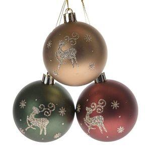 Set de ornamente de Crăciun Londra mat, 3 buc, 6cm, plastic imagine
