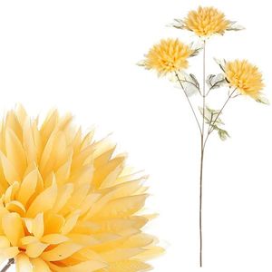 Floare artificială Chrysanthemum 3 flori galben, 70 cm imagine