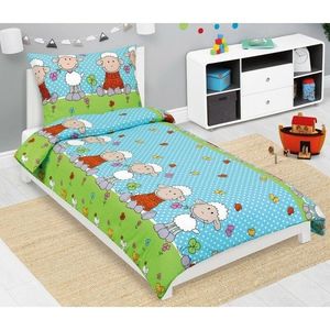 Bellatex Lenjerie de pat pentru copii din crepAlbastru oaie, 140 x 200, 70 x 90 cm imagine