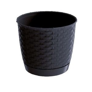 Jardinieră din plastic Ratolla Round, antracit, diam. 22 cm, antracit, 22 cm imagine