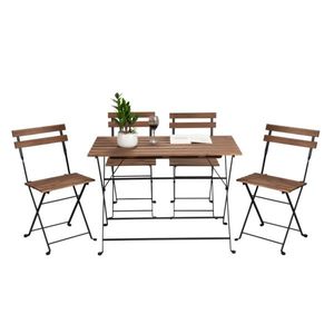 Set de grădină 1+4, acacia/negru, SEDAN TYPE 2 imagine