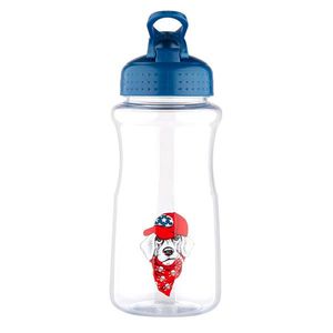 Sticlă de plastic cu pai Altom Labrador, 500 ml, albastru imagine