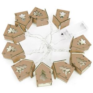 Decorațiune de Crăciun LED Case cu brad maro, 150 cm imagine