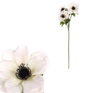 Floare artificiala Anemone, 3 flori, 15 x 15 x 55cm , alb, alb imagine