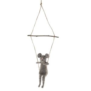 Decor textil agățat Șoarece pe un leagăn , 4 x 13 cm imagine