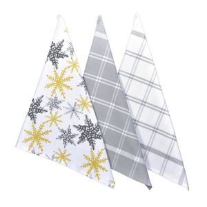 Prosop de bucătărie de Crăciun Fulgi de zăpadă gri/ auriu , 45 x 75 cm, set de 3 buc. imagine