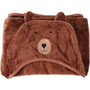 Pătură fleece pentru copii cu glugă Bear maro , 70x 100 cm imagine