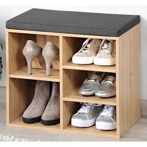 Suport pentru pantofi cu scaun Kesper 15925, decor stejar, 51, 5 x 48 x 29, 5 cm imagine