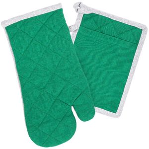 Mănușă de bucătărie și suport Heda verde/gri, set 2 buc. imagine