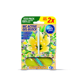 Gel-bloc Ambipur WC Active lămâie&iasomie 2x45 g imagine