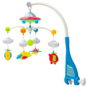 Baby Mix Carusel deasupra pătuțului cu proiectorși telecomandă, albastru imagine